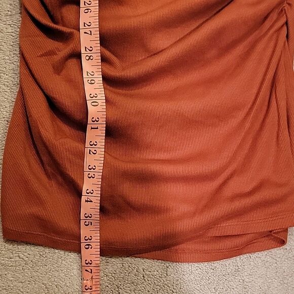 Michael Stars Rust Colored Cowl Neck Ruched Dress Sz Med - Picture 7 of 9